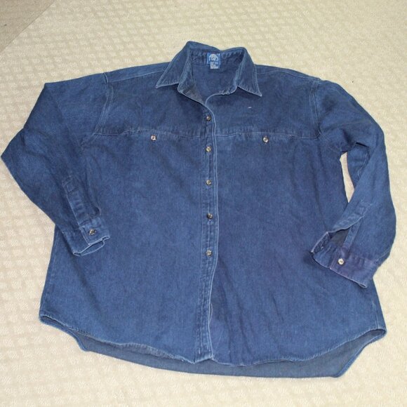 GAP Women’s Medium Long Sleeve Collared Button Down Denim Shirts Blue - Picture 1 of 6